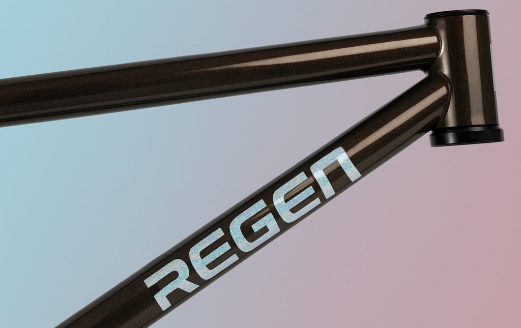 Cuadro de bicicleta con pintura líquida y logotipo con calcomanías personalizadas