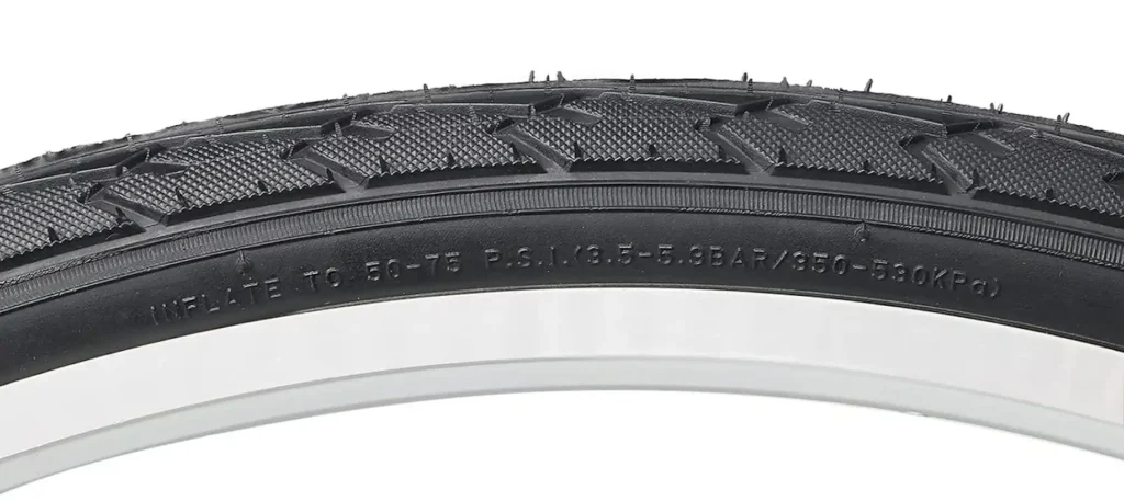 Tire sidewall graphics with 50‑75PSI indication