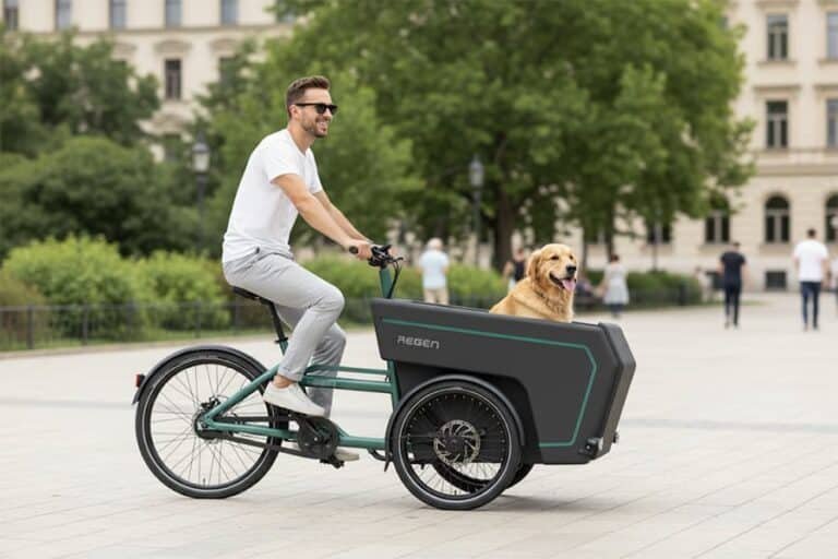 regen electric cargo bike rs01 3 wheel green and black