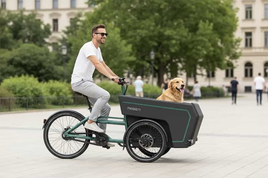 regen electric cargo bike rs01 3 wheel electric cargo bike with color green and black