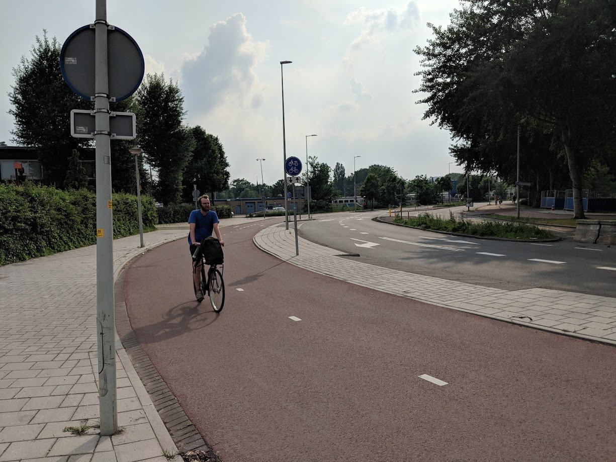 Dutch cycle track in Amsterdam Netherlands