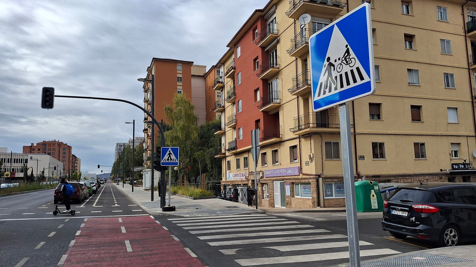 Spanish cycle lane sign on a bike route in Soria