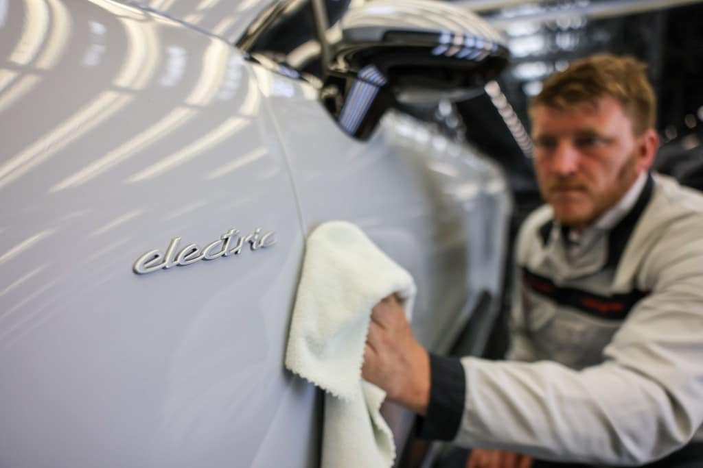 Porsche electric vehicle production image used in TechCrunch coverage of Porsche restructuring