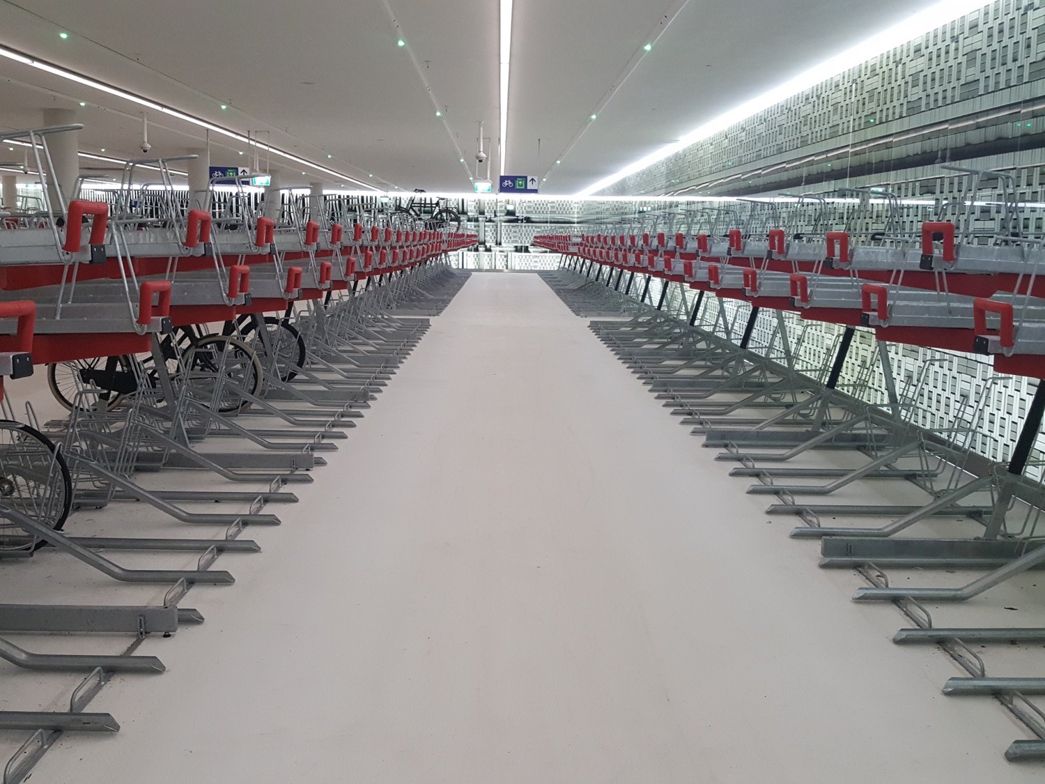 An underground bicycle parking facility in The Hague